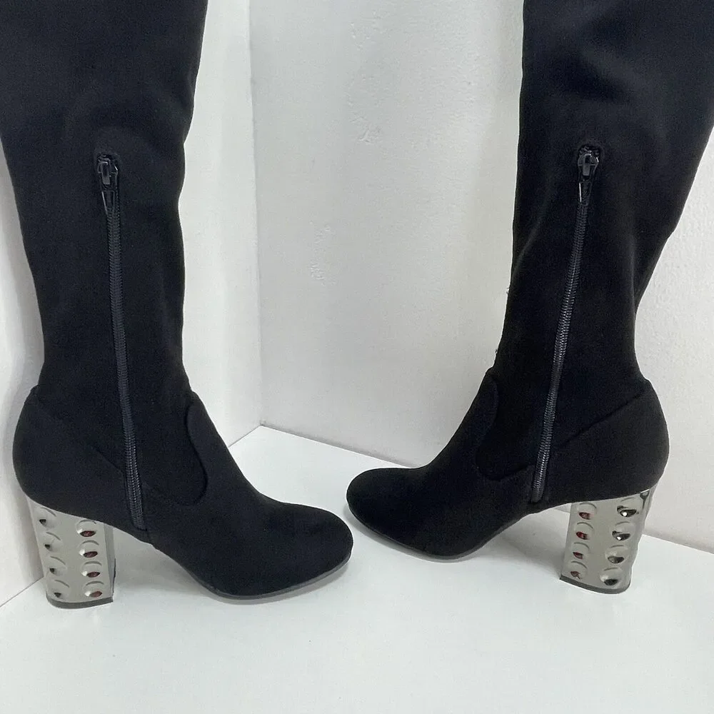 Carlos by Carlos Santana Womens Quantum Thigh High Tall Boots Mirror Heel Sz 7